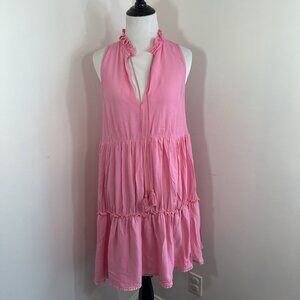 Tuckernuck Kasia Resortwear Dress Size Small Quiet Luxury Pink Tiered Tassels